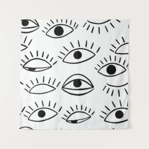 Tenture Doodle eye, motif créatif sans couture.