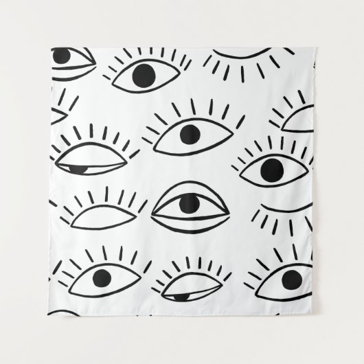 Tenture Doodle eye, motif créatif sans couture. (Devant)