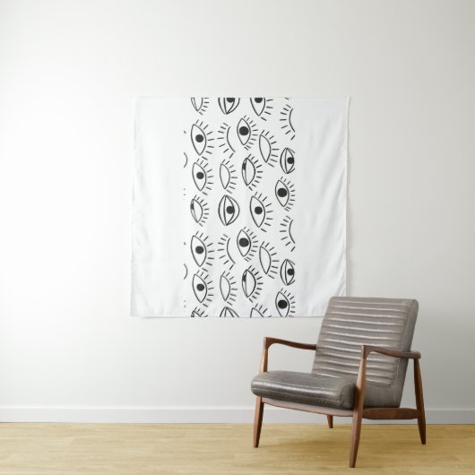 Tenture Doodle eye, motif sans soudure.  (En situation (horizontale))