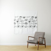 Tenture Doodle eye, motif sans soudure. (En situation)