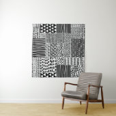 Tenture Doodle noir blanc : Ethnic Seamless (En situation (horizontale))