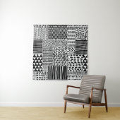 Tenture Doodle noir blanc : Ethnic Seamless (En situation)