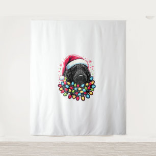 Tenture Doodle noir Labradoodle Noël Arbre de Noël Lumière