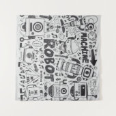 Tenture doodle robot élément, illustrateur ligne outils ti (Devant (Horizontal))