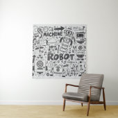 Tenture doodle robot élément, illustrateur ligne outils ti (En situation)