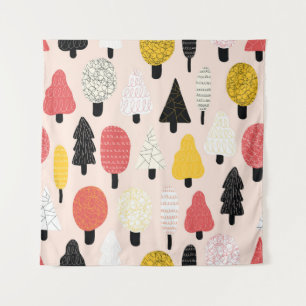 Tenture Doodle Trees : Nature Vintage, Abstraite.