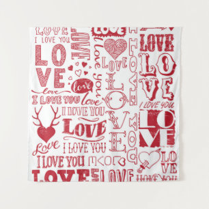 Tenture Doodles d'amour à la main, charmant motif.