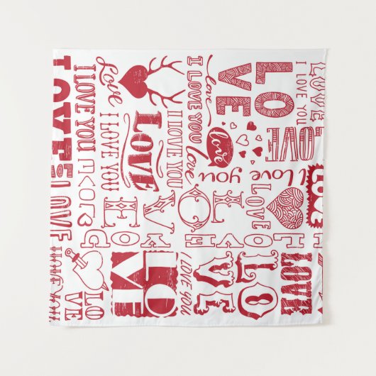 Tenture Doodles d'amour dessinés à la main (Devant (Horizontal))