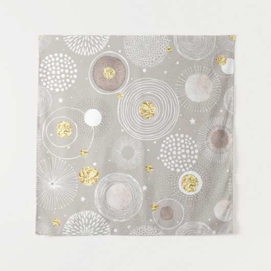 Tenture Doodles de Noël : arrière - plan de feuille d'or. (Devant)