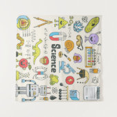 Tenture Doodles de science : Ensemble d'écoles à main. (Devant (Horizontal))