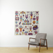 Tenture Doodles d'Halloween, bande dessinée délirante sans (En situation)