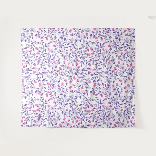 Tenture Doodles floraux rose et violet (Devant (Horizontal))