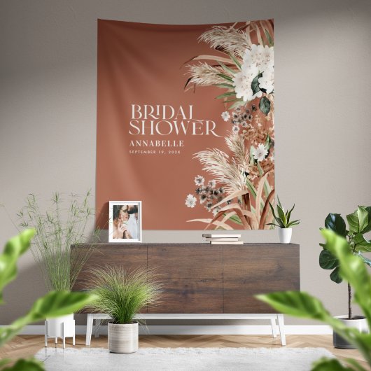 Tenture Douaire de mariage pampas moderne élégant terracot