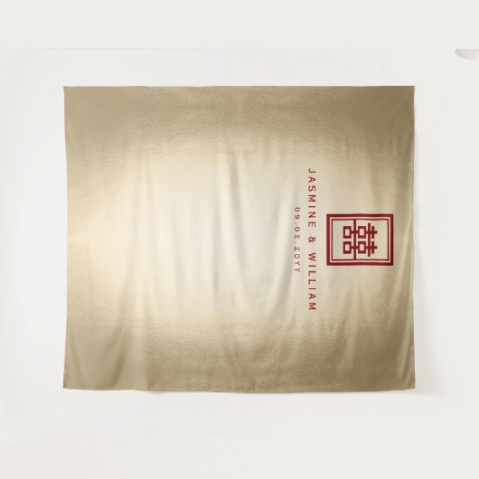 Tenture Double Bonheur Mariage chinois arrière-plan photo (Devant (Horizontal))