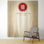 Tenture Double Bonheur Mariage chinois arrière-plan photo (En situation)