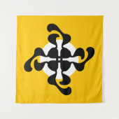 Tenture Double foncé Q en miroir jaune moderne noir (Devant (Horizontal))