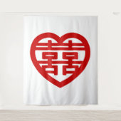 Tenture Double Happiness 囍 Shuangxi Chinois Hanzi Cœur (Devant)
