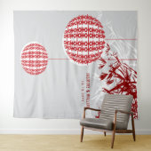 Tenture Double Happiness Lanternes Mariage arrière-plan ph (En situation (horizontale))