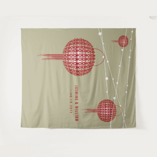 Tenture Double Happiness Lanternes Mariage arrière-plan ph (Devant (Horizontal))