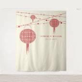 Tenture Double Happiness Lanternes Mariage arrière-plan ph (Devant)