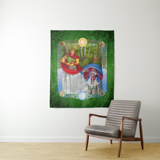 Tenture Double Portrait of the Oak King and Holly King (En situation)