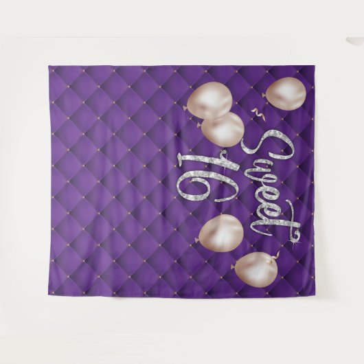 Tenture Douce 16 Moderne Luxe Argent Script Violet Tufté (Devant (Horizontal))