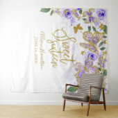 Tenture Douce 16 Papillons pourpres Fond Floral (En situation (horizontale))