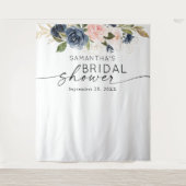 Tenture Douce Aquarelle Rose Bleu Marine Fête de Mariage (Devant)