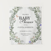 Tenture Douce Baby Shower Bohème Florale Verte et Neutre (Devant)