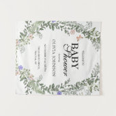 Tenture Douce Baby Shower Bohème Florale Verte et Neutre (Devant (Horizontal))