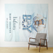 Tenture Douce Baby Shower Thème Marin Ours en Peluche Bleu (En situation (horizontale))