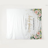 Tenture Douce cérémonie de bébé fleurs roses verdure bohèm (Devant (Horizontal))