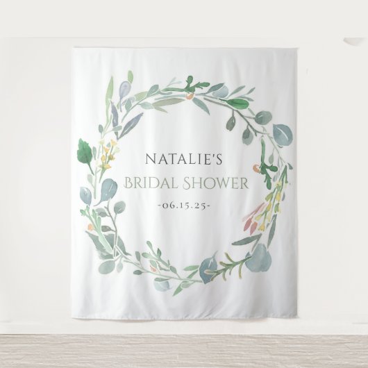 Tenture Douce Eau Florale Eucalyptus pour Mariage (Devant)
