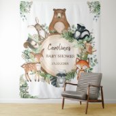 Tenture Douce Fôret de Verdure Animaux Baby Shower (En situation)