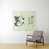 Tenture Douce Oursons Pandas Câlinant Lavis Bébé Shower (En situation (horizontale))