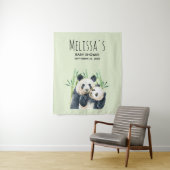 Tenture Douce Oursons Pandas Câlinant Lavis Bébé Shower (En situation)