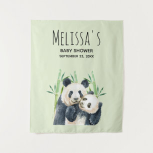 Tenture Douce Oursons Pandas Câlinant Lavis Bébé Shower