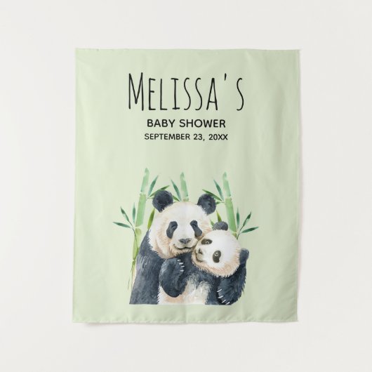Tenture Douce Oursons Pandas Câlinant Lavis Bébé Shower (Devant)