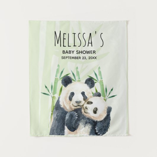 Tenture Douce Oursons Pandas S'étreignant Shower de Bébé à (Devant)