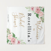 Tenture Douce soirée de mariage florale aquarelle rose (Devant (Horizontal))