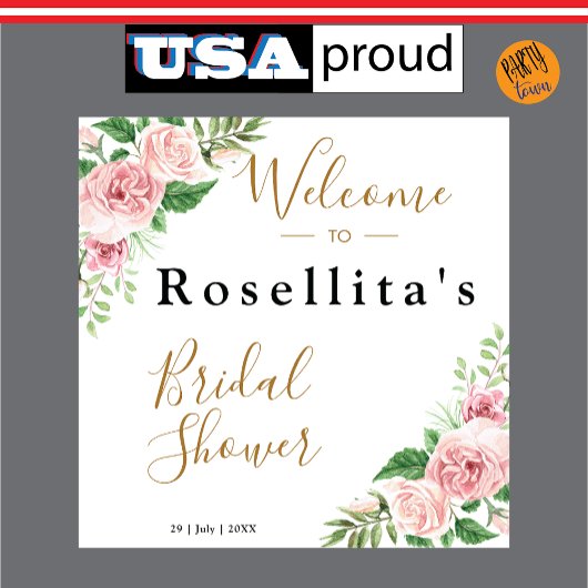 Tenture Douce soirée de mariage florale aquarelle rose