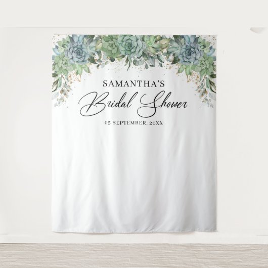 Tenture Douceur boho succulentes cadre doré douche de mari (Devant)