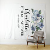 Tenture Douche de Mariage Fleurie Bleu Poussière (En situation (horizontale))