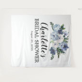 Tenture Douche de Mariage Fleurie Bleu Poussiéreux (Devant (Horizontal))