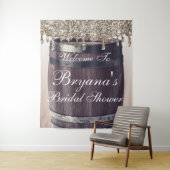 Tenture Douche de Mariage Rustique Pailletée Champagne (En situation)