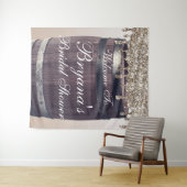 Tenture Douche de Mariage Rustique Pailletée Champagne (En situation (horizontale))