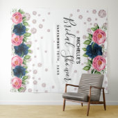 Tenture Douche de mariée bleus fleurs roses diamants blanc (En situation (horizontale))