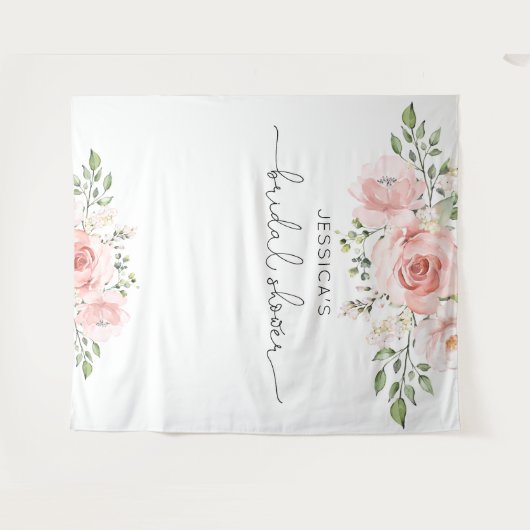 Tenture Douche nuptiale à fleurs roses (Devant (Horizontal))