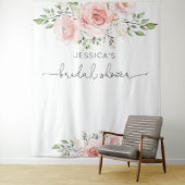 Tenture Douche nuptiale à fleurs roses (En situation)