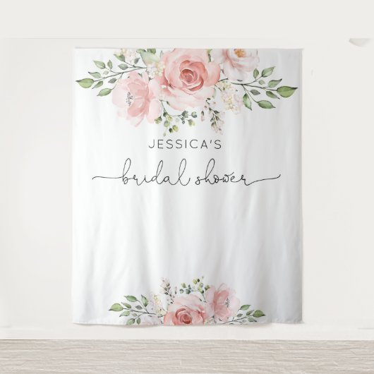 Tenture Douche nuptiale à fleurs roses (Devant)